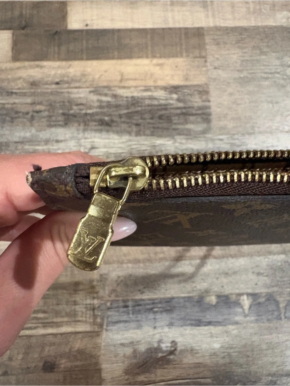 Louis Vuitton Monogram Canvas Wristlet Pouch in Brown and Tan